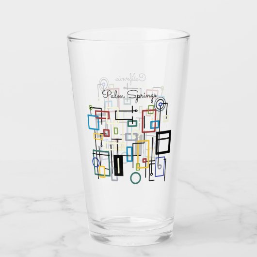 Mid Century Modern Glass & Optionele Palmspruiten  Glas (Voorkant)