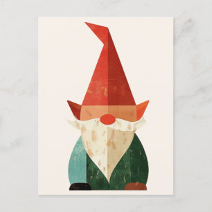 Mid Century Modern Gnome Minimalistische Kerstmis Briefkaart