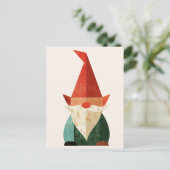 Mid Century Modern Gnome Minimalistische Kerstmis Briefkaart (Staand voorkant)