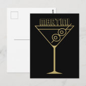 Mid Century Modern Gold 2 Olive Martini Briefkaart (Voorkant / Achterkant)