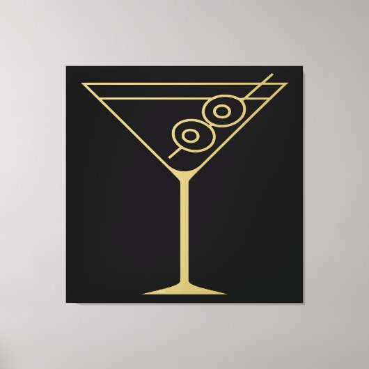 Mid Century Modern Gold 2 Olive Martini Canvas Afdruk (Voorkant)