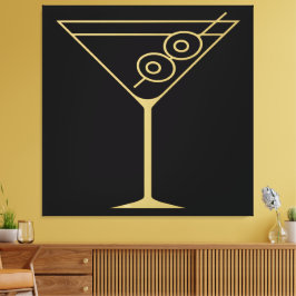 Mid Century Modern Gold 2 Olive Martini Canvas Afdruk