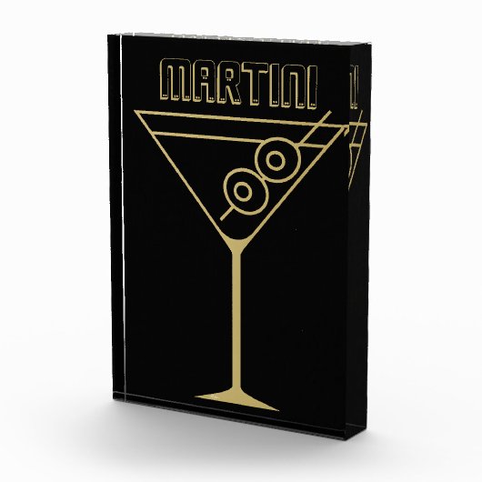 Mid Century Modern Gold 2 Olive Martini Fotoblokken (Rechts)