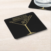 Mid Century Modern Gold 2 Olive Martini Kartonnen Onderzetters (Schuin)