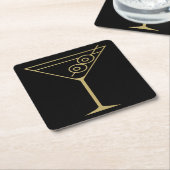 Mid Century Modern Gold 2 Olive Martini Kartonnen Onderzetters (Schuin)