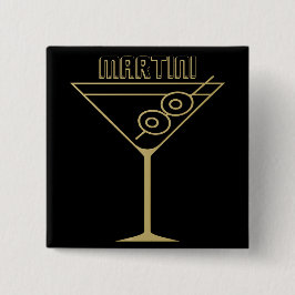 Mid Century Modern Gold 2 Olive Martini Vierkante Button 5,1 Cm