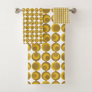 Mid-Century Modern Gold Circle Pattern Bad Handdoek