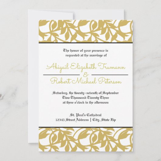 Mid-Century Modern Gold Leaf-5x7Wedding Invitation Kaart (Voorkant)