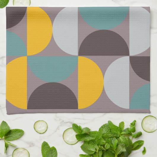 Mid-Century Modern Gold Moon Horizon Theedoek (Gevouwen)