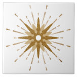 Mid-Century Modern Gold Starburst | Groot Tegeltje<br><div class="desc">Het moderne, geïnspireerde ontwerp uit de midden-eeuw met retro gouduitbarsting als brandpunt, aangevuld met moderne starst design-elementen. Eenvoudig, schoon design met een gouden en witte kleur. Eén ontwerp van een coördinerend collectie. Ontworpen als sjabloon, kunt u uw eigen douaneontwerp creëer door de verstrekte gebieden te gebruiken, of de "bericht"knoop te...</div>