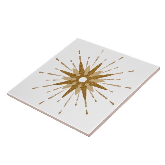 Mid-Century Modern Gold Starburst | Groot Tegeltje (Zijkant)