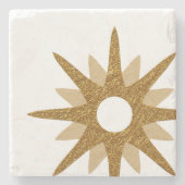 Mid-Century Modern Gold Starburst off-set Stenen Onderzetter (Voorkant)