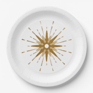 Mid-Century Modern Gold Starburst Papieren Bordje