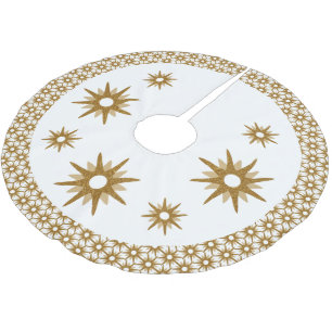 Mid-Century Modern Gold Starburst Pattered Border Kerstboom Rok