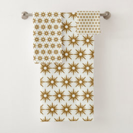 Mid-Century Modern Gold Starburst Pattern Bad Handdoek