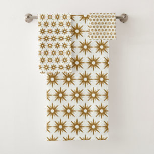 Mid-Century Modern Gold Starburst Pattern Bad Handdoek