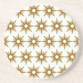 Mid-Century Modern Gold Starburst Pattern Beverage Zandsteen Onderzetter (Voorkant)
