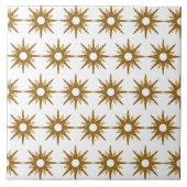 Mid-Century Modern Gold Starburst Pattern Groot Tegeltje (Voorkant)