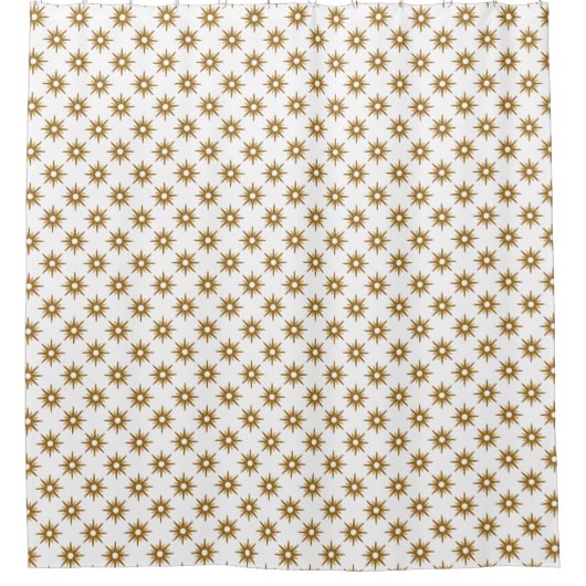 Mid-Century Modern Gold Starburst Pattern Shower Douchegordijn (Voorkant)