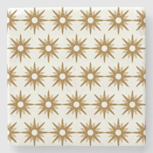 Mid-Century Modern Gold Starburst Pattern Stenen Onderzetter (Voorkant)