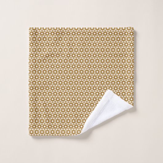Mid-Century Modern Gold Starburst Rattan Pattern Bad Handdoek (Wasdoekje)