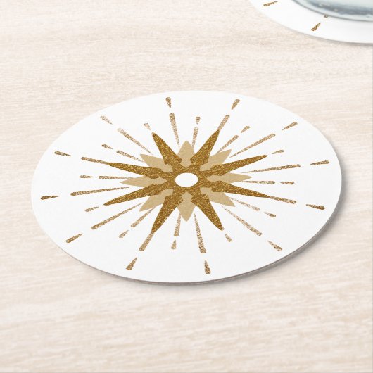 Mid-Century Modern Gold Starburst Ronde Kartonnen Onderzetter (Gebogen)