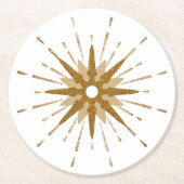Mid-Century Modern Gold Starburst Ronde Kartonnen Onderzetter (Voorkant)