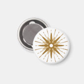 Mid-Century Modern Gold Starburst Round Magneet (Voorkant / Achterkant)
