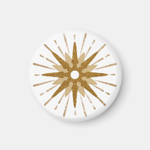 Mid-Century Modern Gold Starburst Round Magneet