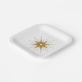Mid-Century Modern Gold Starburst Square Papieren Bordje (Gebogen)