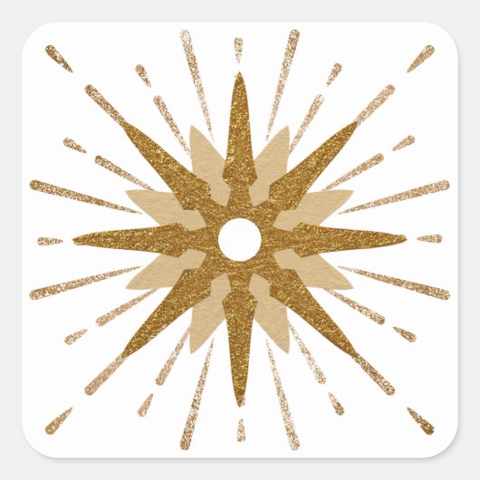 Mid-Century Modern Gold Starburst Vierkante Sticker (Voorkant)
