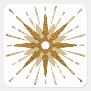 Mid-Century Modern Gold Starburst Vierkante Sticker