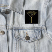 Mid Century Modern Goud 2 Olijf Martini Vierkante Button 5,1 Cm (In situ)