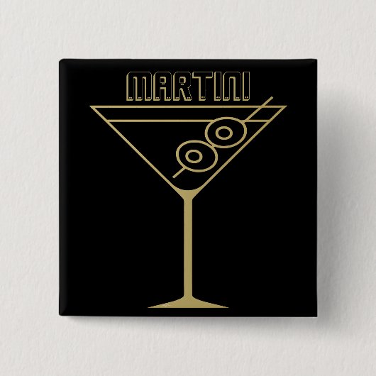 Mid Century Modern Goud 2 Olijf Martini Vierkante Button 5,1 Cm (Voorkant)