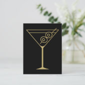 Mid Century Modern Gouden 2 Olijf Martini Briefkaart (Staand voorkant)