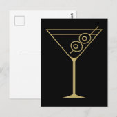 Mid Century Modern Gouden 2 Olijf Martini Briefkaart (Voorkant / Achterkant)
