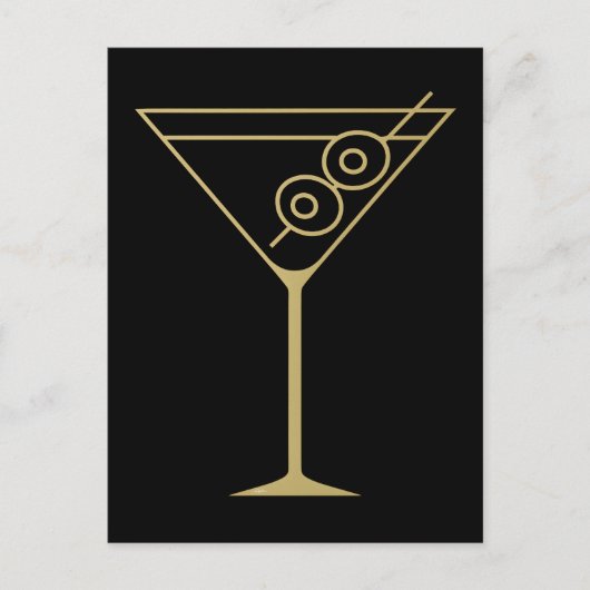 Mid Century Modern Gouden 2 Olijf Martini Briefkaart (Voorkant)