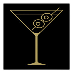 Mid Century Modern Gouden 2 Olijf Martini Perfect Poster