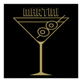 Mid Century Modern Gouden 2 Olijf Martini Perfect Poster