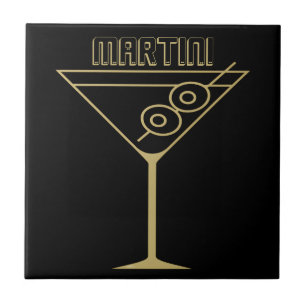 Mid Century Modern Gouden 2 Olijf Martini Tegeltje