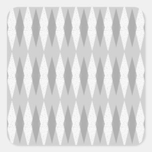 Mid Century Modern Gray Argyle Square Stickers