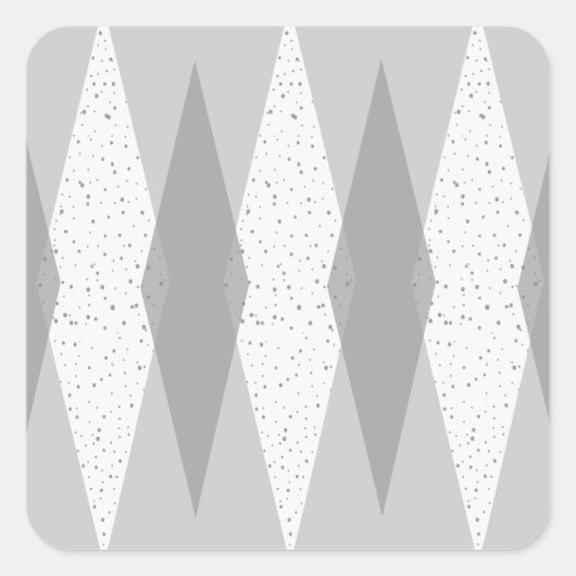 Mid Century Modern Gray Argyle Square Stickers (Voorkant)