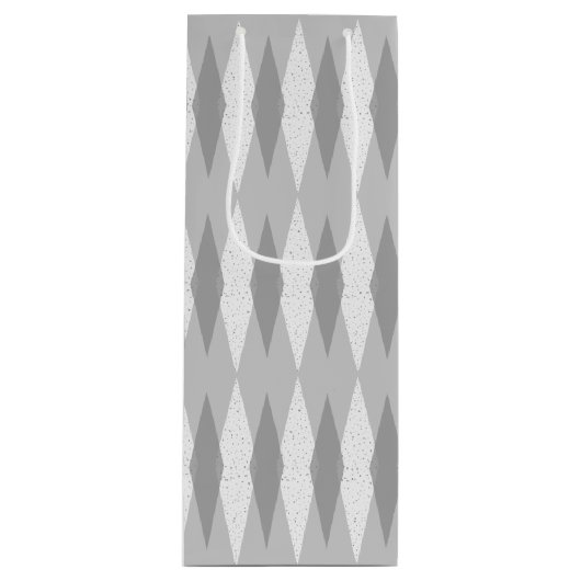 Mid Century Modern Gray Argyle Wine Gift Bag Wijn Cadeautas (Voorkant)
