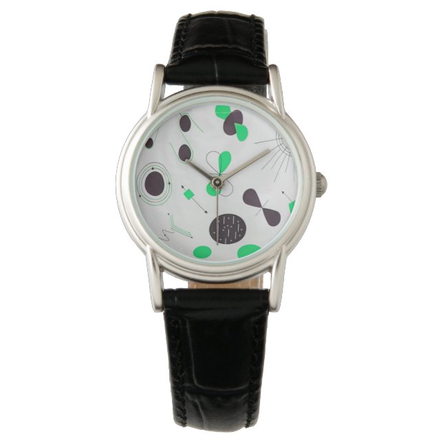 Mid Century Modern Green Physics  Horloge (Voorkant)