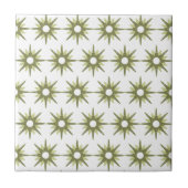 Mid-Century Modern Green & White Starburst Pattern Tegeltje (Voorkant)