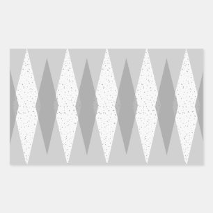 Mid Century Modern Grey Argyle Roketters Rechthoekige Sticker