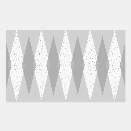 Mid Century Modern Grey Argyle Roketters Rechthoekige Sticker (Voorkant)
