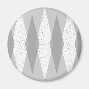 Mid Century Modern Grey Argyle Round Magnet