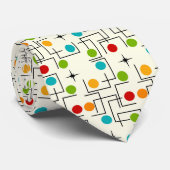 Mid-Century Modern Grid Pattern Yellow Stropdas (Opgerold)