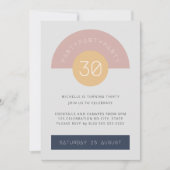 Mid Century Modern Grijs Blauw Geo 30e verjaardag Kaart (Voorkant)